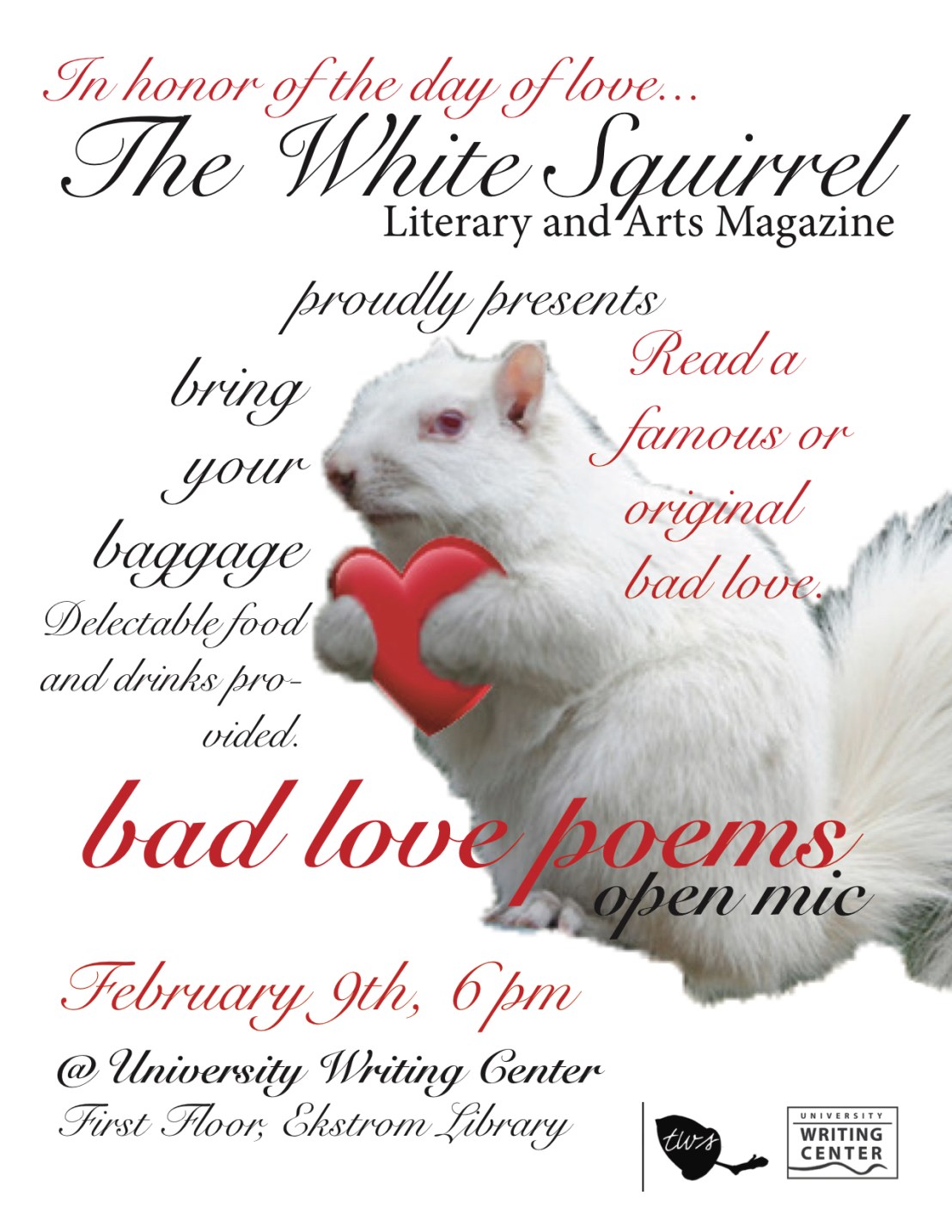 white squirrel valentines day open mic